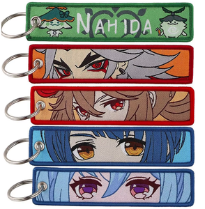 Tùy chỉnh logo Keyring keytags llaveros personalizados Móc Chìa Khóa Vòng <span class=keywords><strong>tag</strong></span> dệt vải Anime máy bay phản lực thẻ thêu Keychain - Product Image 2