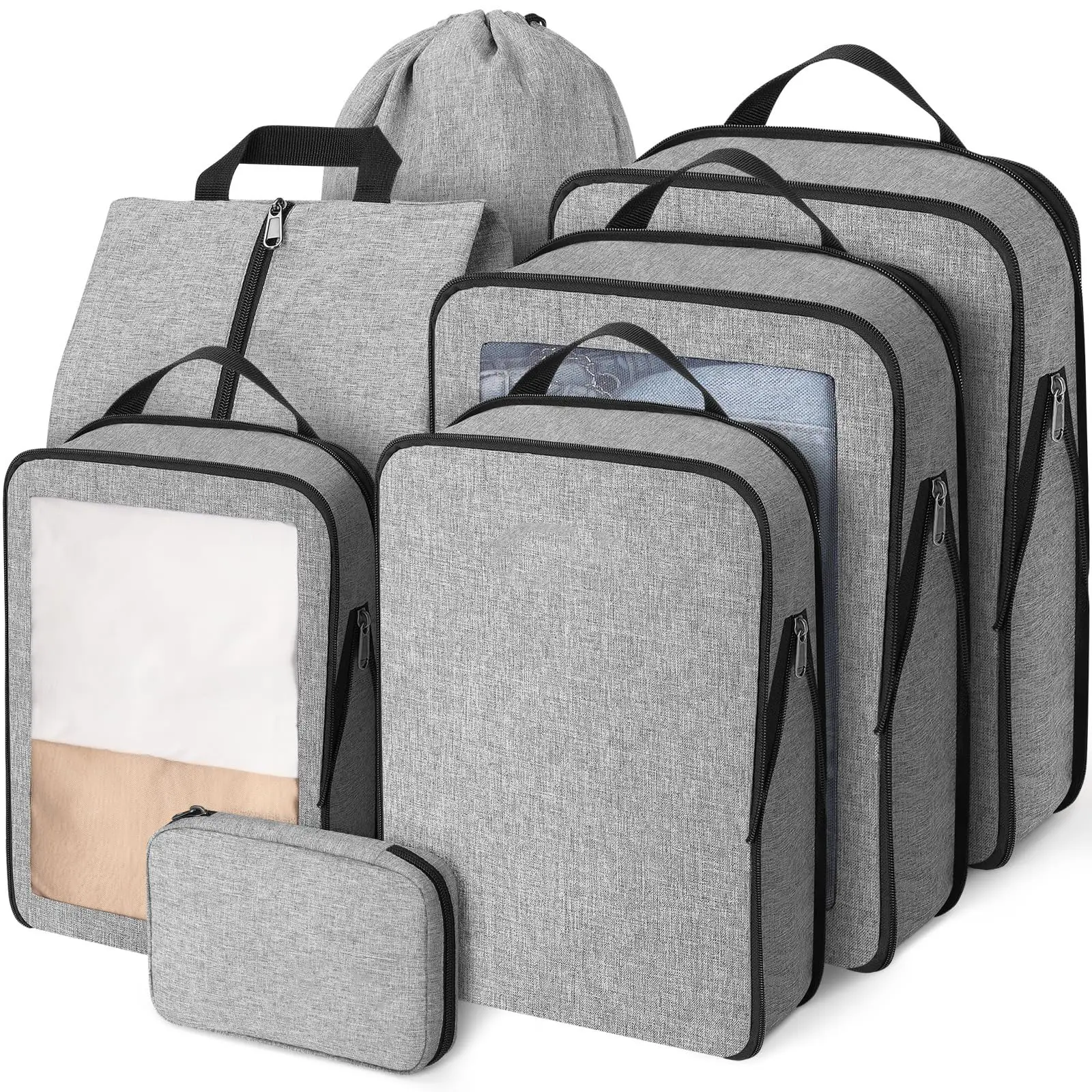 Benutzer definierte 7 Stück Heavy Duty Baggage Organizer Taschen Reise verpackungs würfel Tasche Reise veranstalter Kompression verpackungs würfel