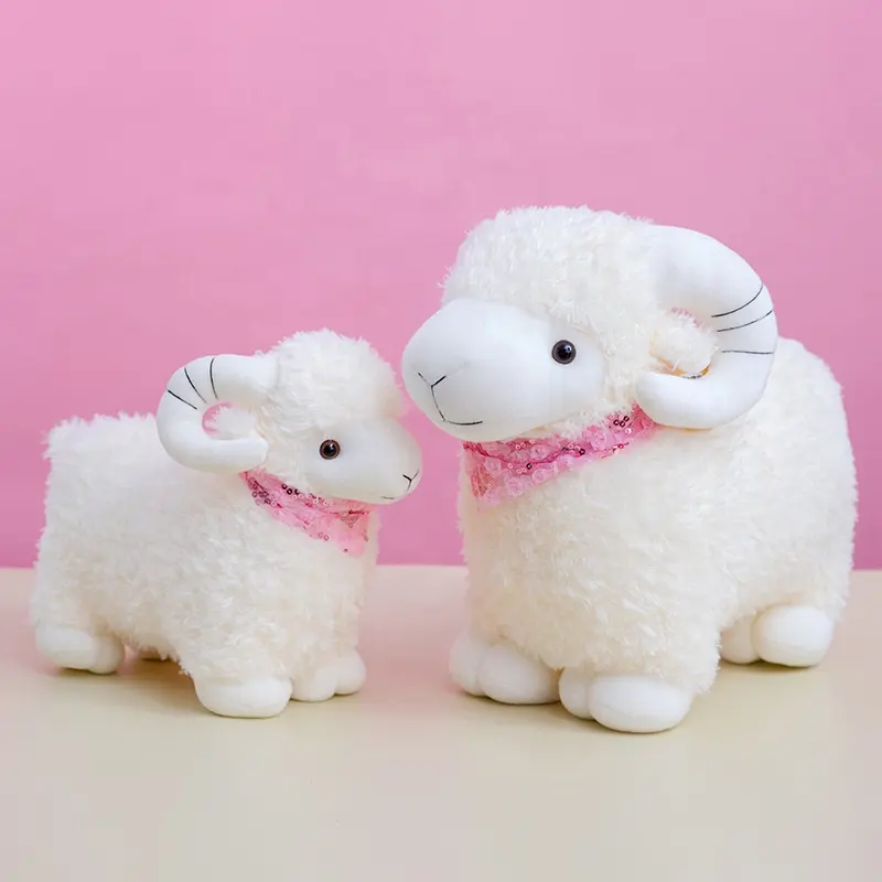 Farklı boyutlarda özelleştirilmiş koyun güzel yumuşak kumaş koyun kuzu dolması hayvan peluş oyuncak rahat sarılma kuzu şekli yastık