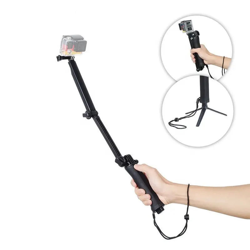 Treppiede pieghevole impermeabile a 3 vie con treppiede monopiede Selfie Stick per GoPro Hero 7 6 5 4 per accessorio Go Pro