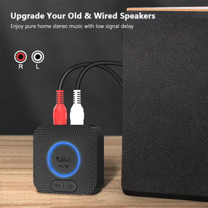 1MiiミニカーBluetooth 5.0レシーバー3.5mm AUX & RCA Out Bluetoothアダプター充電式ホームステレオオーディオレシーバースピーカー用