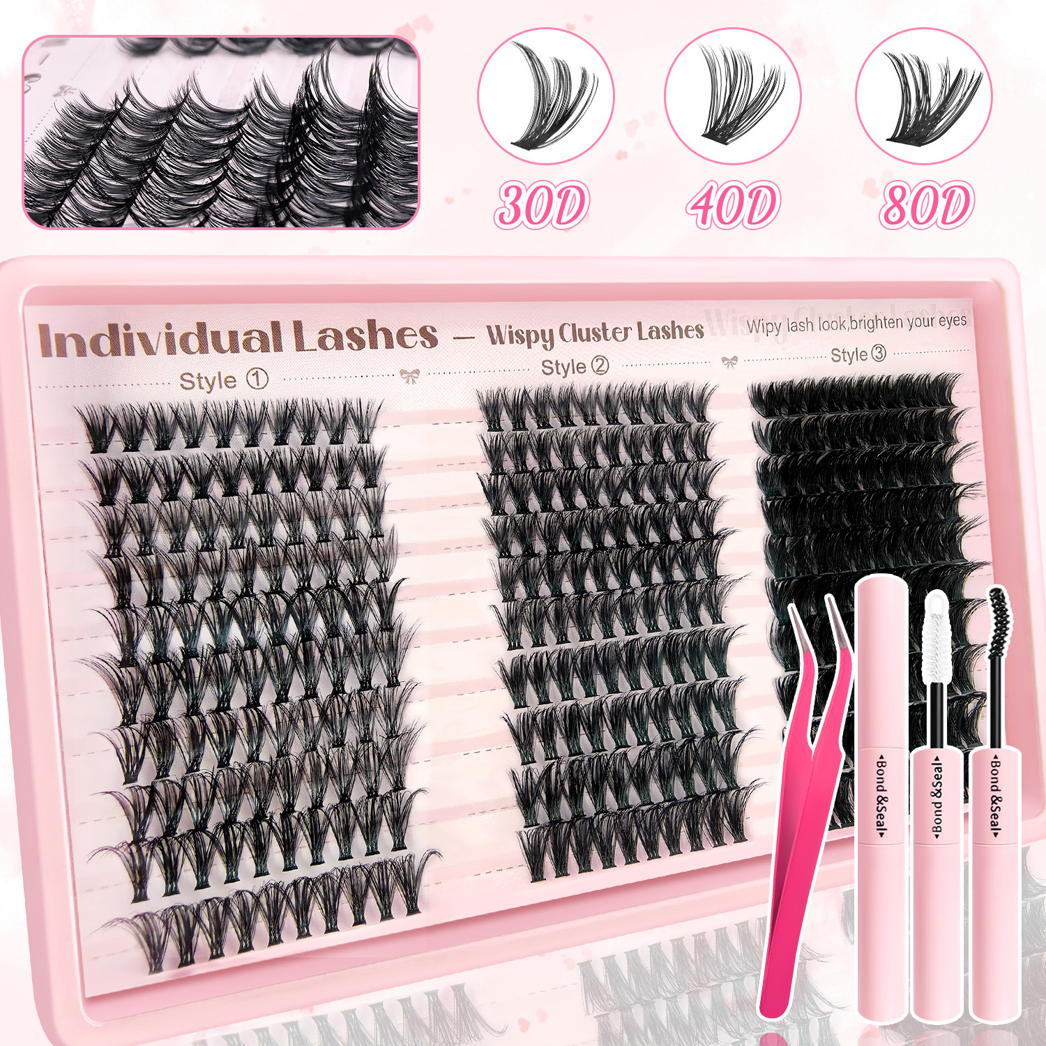 Cils 30/40/50D + Outils pour cils