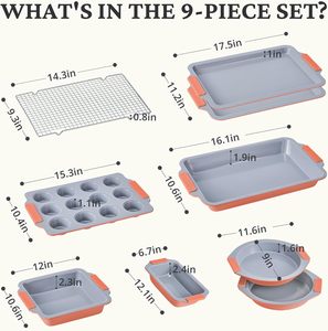 Ağır alüminize çelik yapışmaz seramik Bakeware seti, fırın tepsisi takım w/silikon kolları, PFAS & PTFE & PFOA ücretsiz özelleştirilmiş - Product Image 2