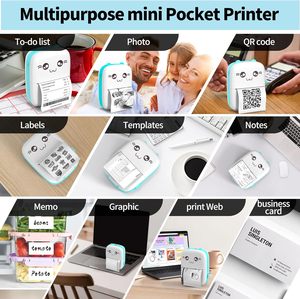 ミニプリンターポータブルインクレスステッカープリンター、3ロールペーパーBluetoothワイヤレスミニサーマルプリンター互換iOS/Android - Product Image 2