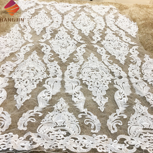 Nhà Máy Giá Bán Buôn Ngà Thêu 3D Vải Ren Đính Cườm Bridal Net Ren Vải Cho Áo Cưới Ăn Mặc - Product Image 2