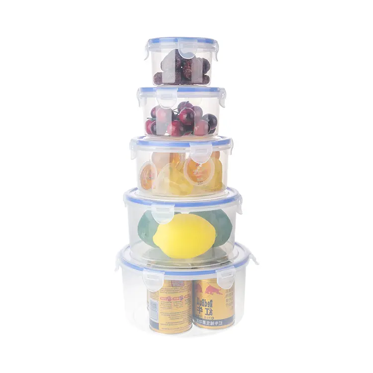 Kitchen Round Refrigerator Crisper Tray Food Sealing Plastic Lettuce Crisper Clamshell Packaging food storage set