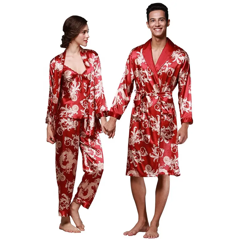 Ouvert sexy couple pyjamas ensemble nouveau mince pyjamas assortis pour les couples