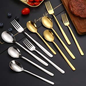 Thân Thiện Với Môi Titan-Mạ Gương Đánh Bóng Muỗng Nĩa Flatware Đảng Vàng Bạc Thép Không Gỉ Dao Kéo Đặt Muỗng Nĩa - Product Image 1