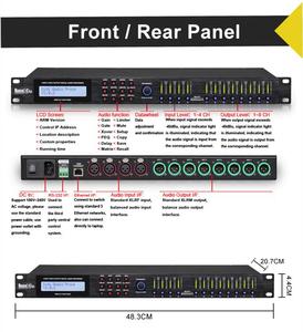 Procesador de audio digital profesional de sistema de sonido de 4 entradas y 8 salidas con gestión de altavoces de carcasa metálica - Product Image 2