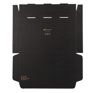 E-Flute Design Tab-Lock System Eco Pie Kraft 14 <strong>X</strong> <strong>7</strong> <strong>X</strong> 1.5 Inch Flatbread Takeaway Boxes Corrugated Black <strong>Paper</strong> Pizza Boxes - Product Image 3