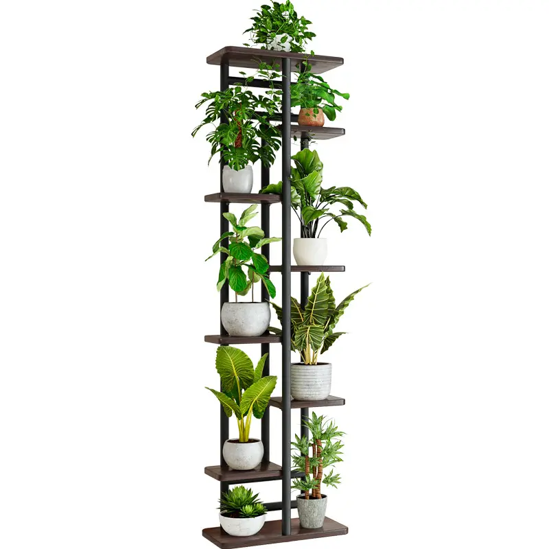 Soporte de plantas para exteriores, juego de macetas colgantes de madera, decoración del hogar, 5 niveles de Metal, soporte de exhibición de flores