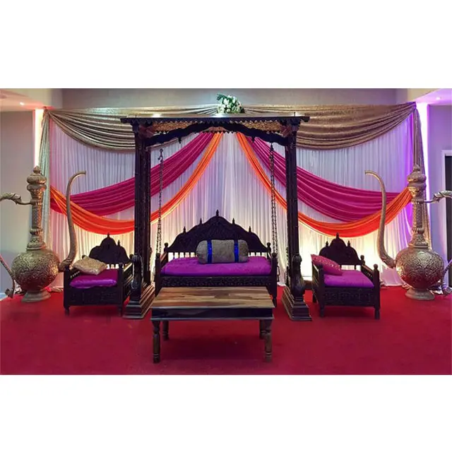 Décor de scène style Mehndi musulman, accessoires de décoration, de scène, thème arabe, avec balançoire, idées de décoration uniques de mariage