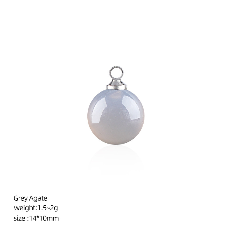 Pendentif rond agate grise 10mm