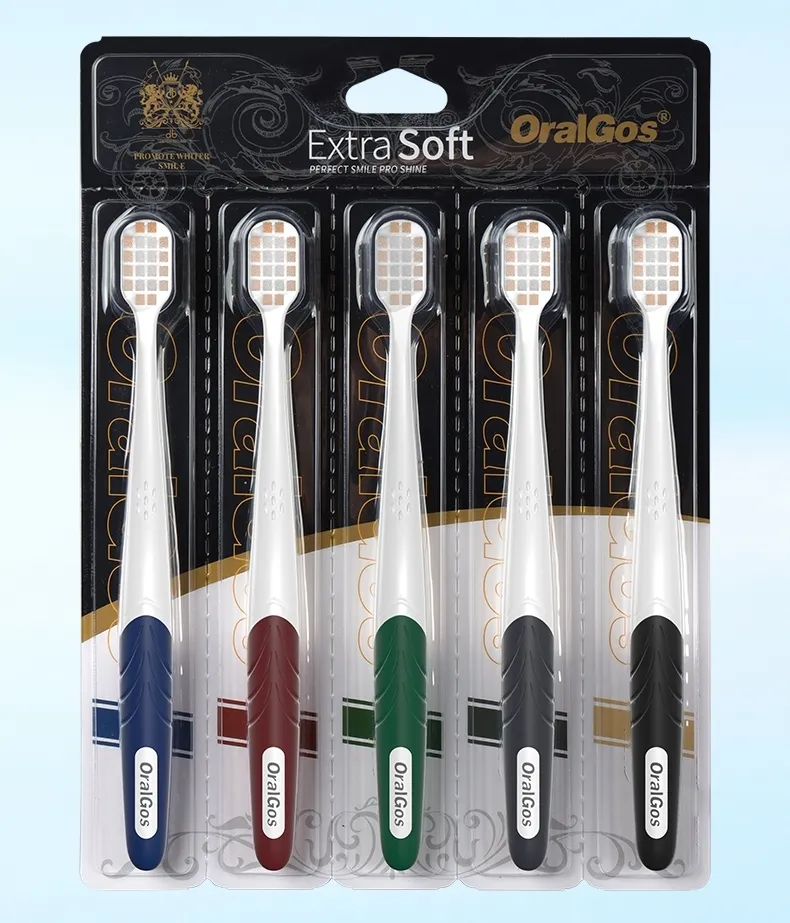 OralGos royal extra soft adults toothbrush luxury toothbrush premium custom ultra soft filament manual toothbrush 5 pack