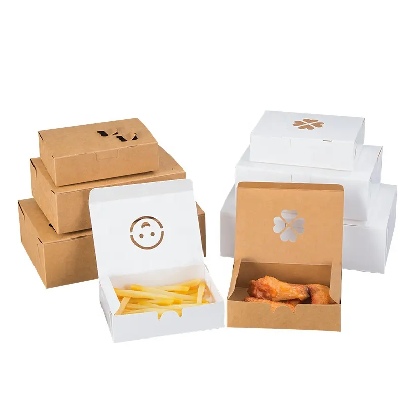 Lebensmittelqualität benutzerdefiniertes Logo Kraftpapier zum mitnehmen Lebensmittelbehälter-Schachteln biologisch abbaubares Kraftpapier Brathähnchen Verpackungsboxen