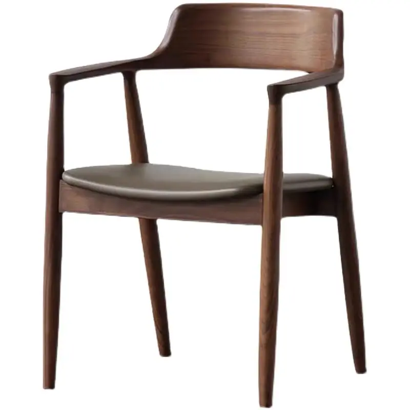Cadeira de jantar nórdica criativa de madeira maciça, poltrona moderna e simples, cadeira casual com encosto para café, 2024.