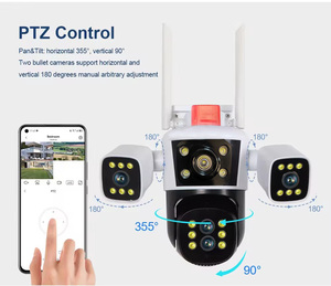 Qearim กล้องวงจรปิด IPC360 Wi-Fi 8K PTZ 4เลนส์ซูม10x กล้องบ้านอัจฉริยะกลางแจ้งกล้องเครือข่ายความปลอดภัยสามหน้าจอ - Product Image 5