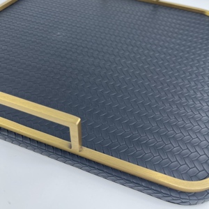 Hiện đại màu đen trang trí Bàn cà phê với thép không gỉ 201 PU da MDF Máy tính để bàn bằng gỗ lưu trữ khay - Product Image 6