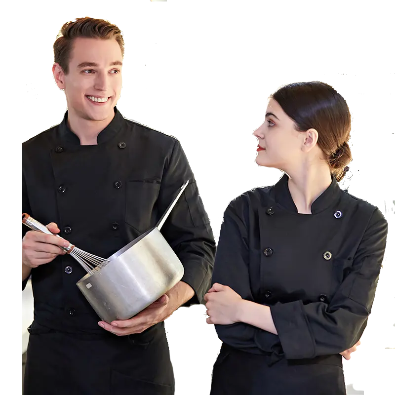 Nouveau chef uniforme chef vêtements boulangerie restaurant cuisine travail porter à manches longues serveuse vestes restauration unisexe chef uniformes