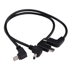 黑色90度角迷你USB 5针公至USB-C 3.1型C公充电数据适配器电缆，用于数码相机 - Product Image 3