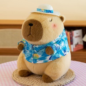 Yeni yaz tarzı Capybara bebek peluş ayı dolması Capybara yastık yaz pembe mayo mavi gömlek ördek yüzme simidi - Product Image 4