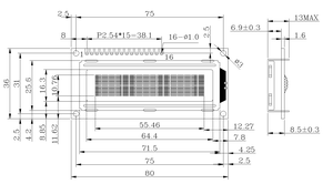 16x2 Zeichen anzeige 1602A LCD-Modul Schwarzlicht 5V Mono Color COB Type - Product Image 3