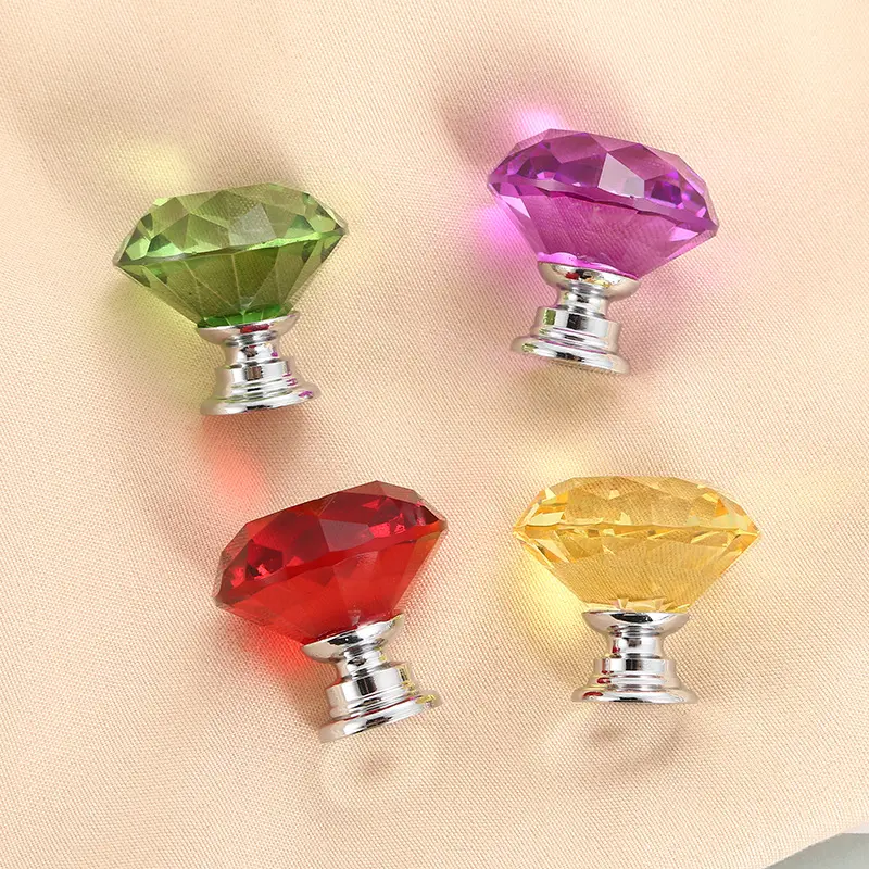 Botão de cristal para armário de gaveta em forma de diamante de venda quente para armário