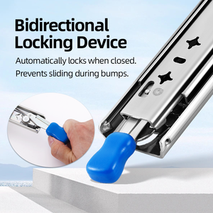 รางลิ้นชักแบบลูกปืน YENUO Heavy Duty ขนาด 12-60 นิ้ว แบบล็อคได้ รางเลื่อนแบบเต็มความยาว ติดตั้งด้านข้าง รับน้ำหนักได้ 250 ปอนด์ 1 คู่ - Product Image 4