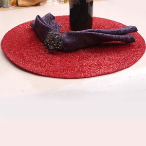 豪华手工串珠红色餐垫桌装饰防滑桌垫