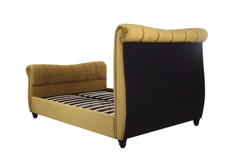 Bedroom Furniture Tufted Linen Wing back King Size Wood Bed