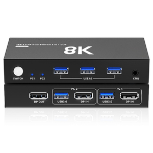 便携式双向USB3.0 DP1.4 8K 4K144Hz 4K60Hz显示端口KVM切换器DP KVM切换器