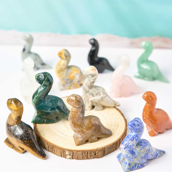 Robin Crystal Factory Natural Semi Precious Stone Animal Crystal Dinosaur Carving