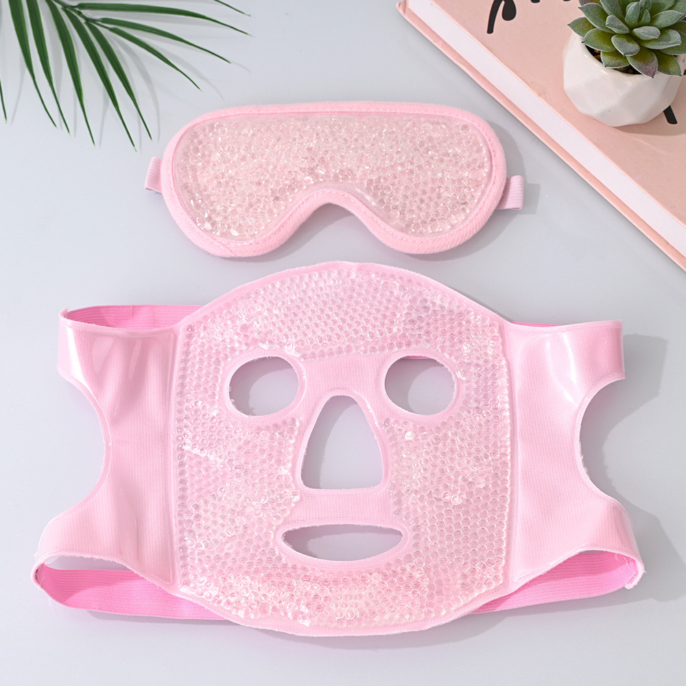 ice mask-pink eye mask-white beads