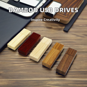 批发竹木USB 2.0闪存盘矩形卡式512MB带定制标志 - Product Image 3