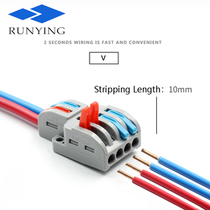 2 entradas, 4 cables, salida, palanca de resorte, conectores de empalme de cable, conector compacto, sin tornillo, terminal de cable eléctrico de empuje - Product Image 4