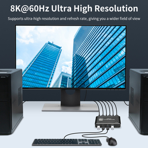 KVM切换器hdmi 2进1出8k电脑主机共享键盘鼠标显示支持无线鼠标键盘打印机 - Product Image 5