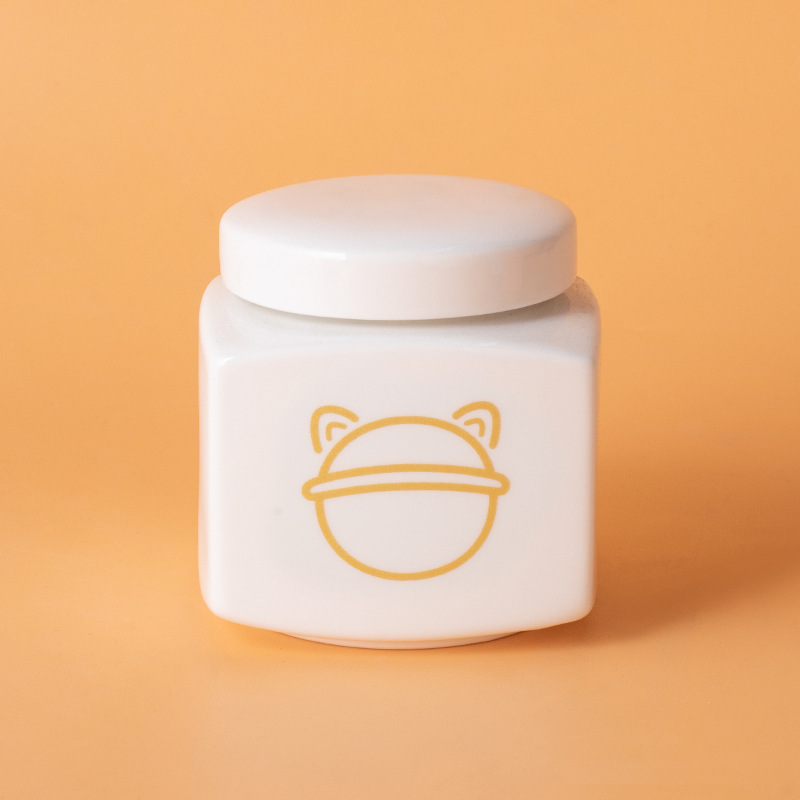 Square ash urn-white-golden planet
