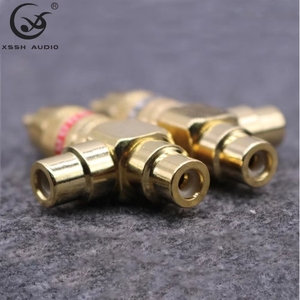 Conector RCA enchufe YIVO XSSH amplificador de altavoz de Audio HIFI 3 enlaces 1 macho 2 hembra Latón chapado oro RCA adaptadores enchufe Jack - Product Image 3
