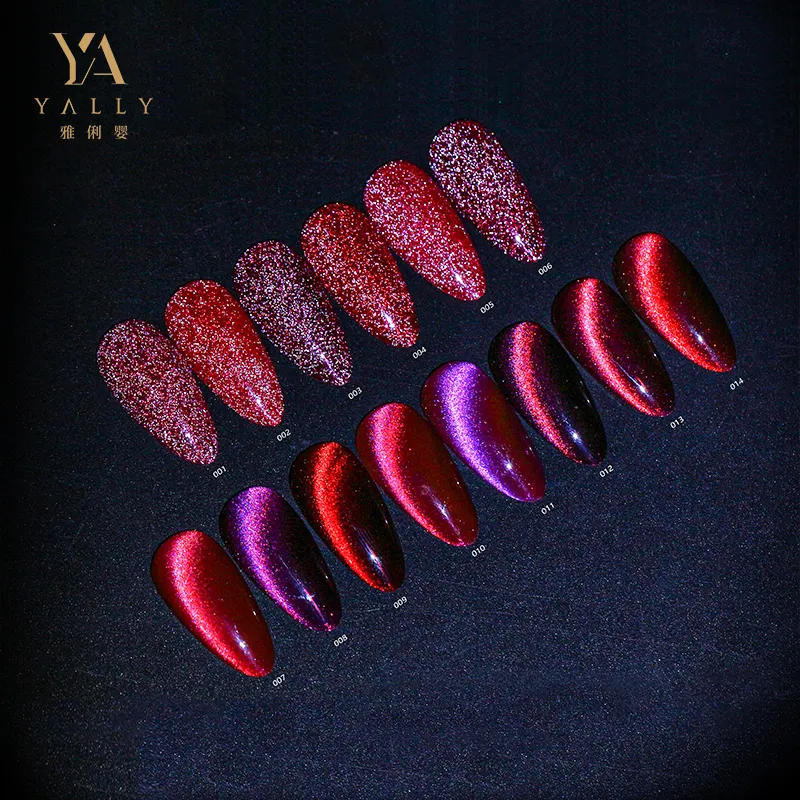 Red Cat Eye Gel Vernis À Ongles Diamant Rouge Foncé Velours Cateye Gel Vernis 15ml Réfléchissant Shimmer UV LED Gel