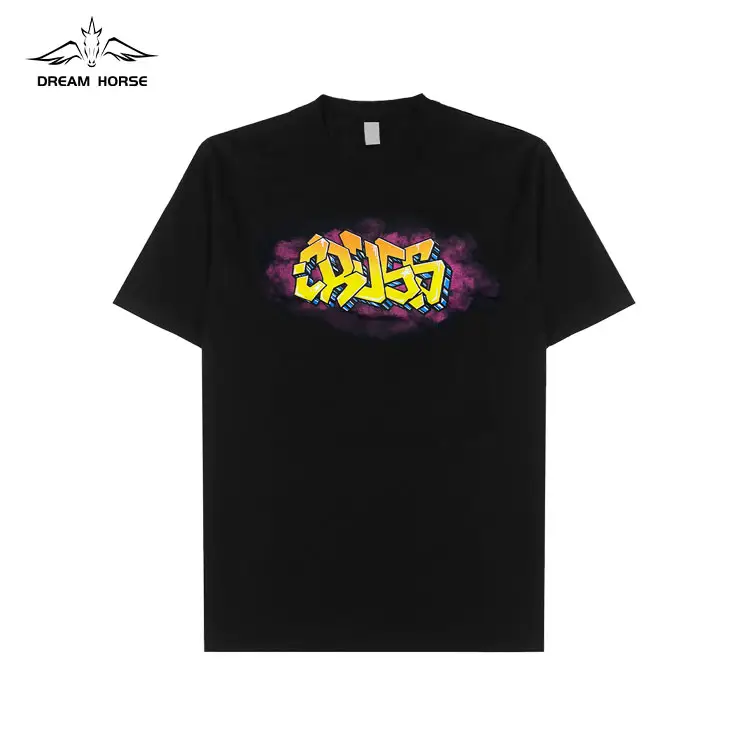 Camiseta 100% preto com estampa digital masculina AiNear, camiseta personalizada com logotipo personalizado para oem e odm, manga curta, mais recente, grafite