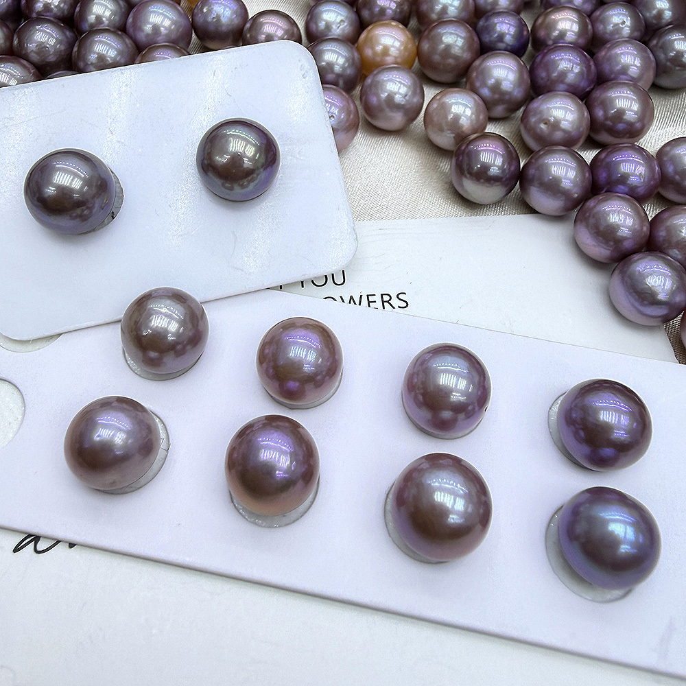 Edison a Pair Big Round Purple Pearls