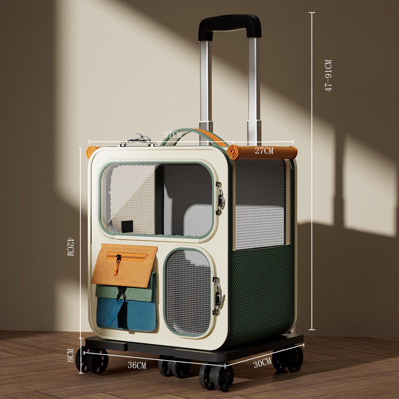 Beige green trolley bag