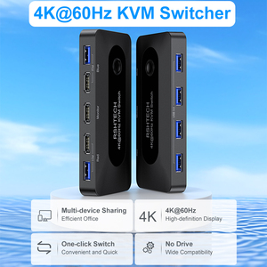 Conmutador KVM RSHTECH 2 piezas comparten 1 Monitor y 4 Dispositivos USB con 2 cables USB y 2 cables HD - Product Image 2