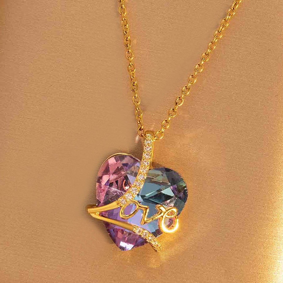 Love purple light-gold chain