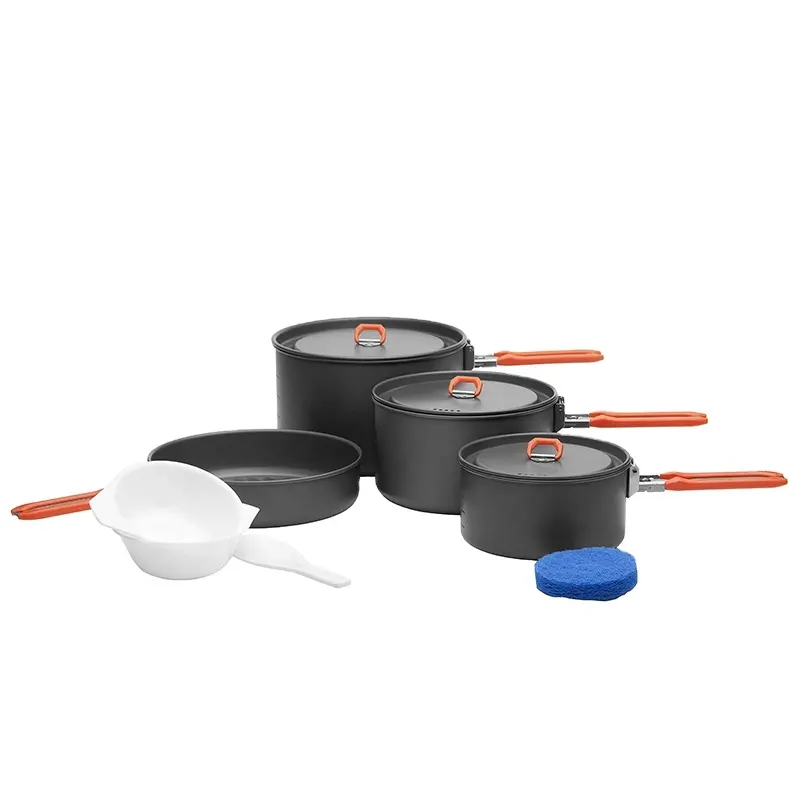 Fuoco-Acero FESTA 5 kit arancione cookware di campeggio esterna di frittura pan e 3 pentole attrezzature da trekking