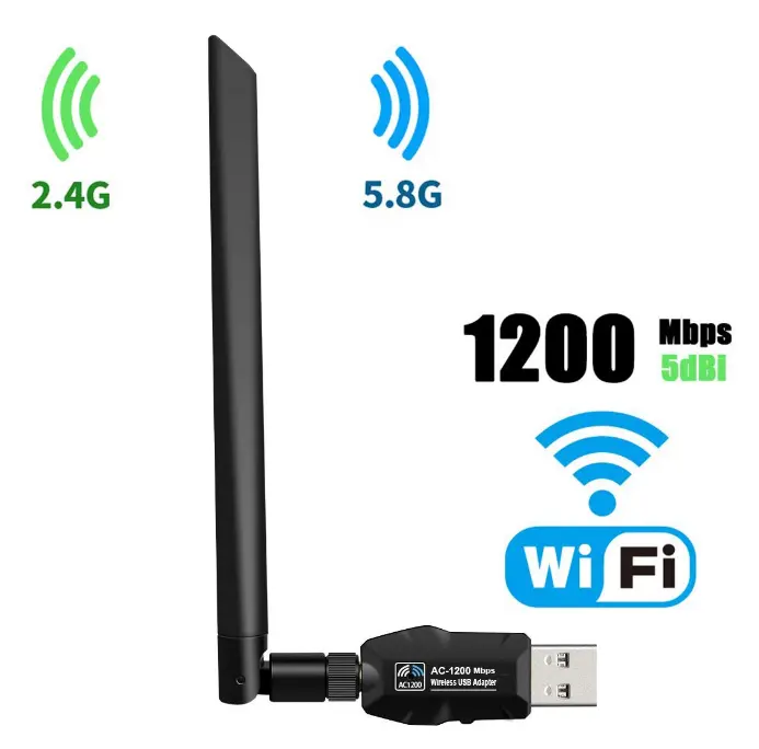 Realtek 8812BU 1200 Мбит/с двухдиапазонный мин. USB wifi адаптер с внешней антенной 5Dbi для ПК ноутбука