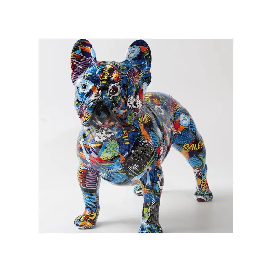 Estátua de resina para cachorro sentado, artesanato em resina para casa, colorido, personalizado, em tamanho real, em fibra de vidro
