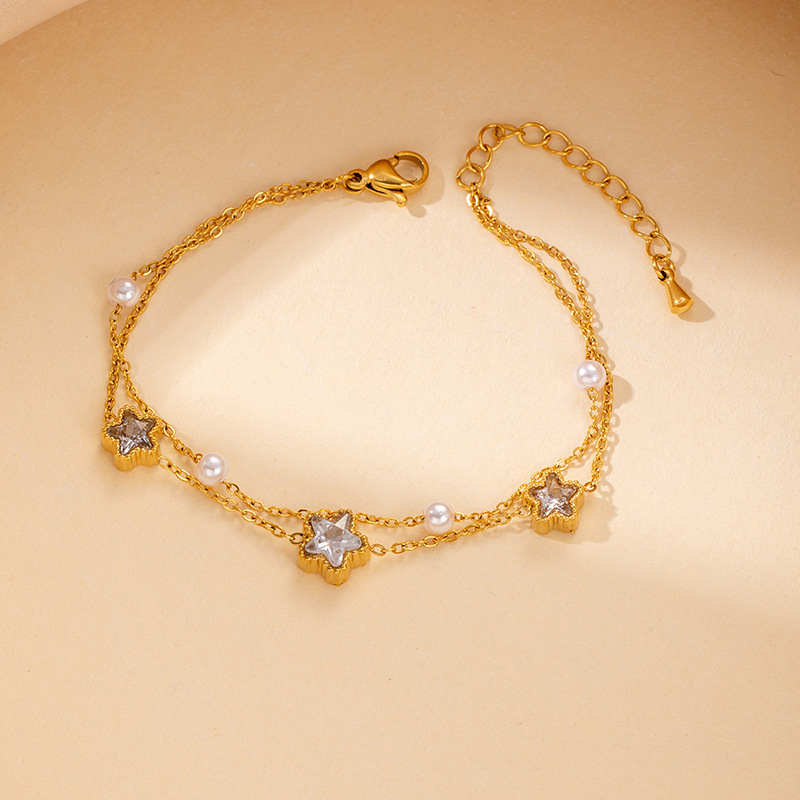 Pearl bright five-pointed star bracelet