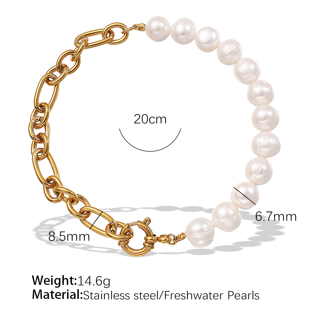 SL143WEG Freshwater Pearl Gold Bracelet