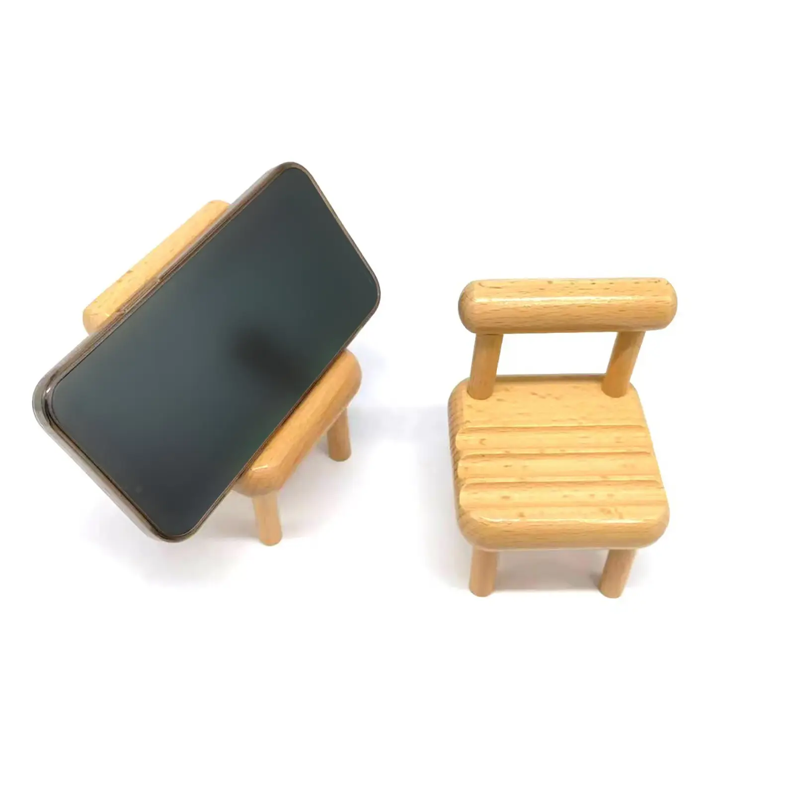 Soporte para teléfono móvil de bambú de madera con logotipo personalizado de rotación 360 publicitaria